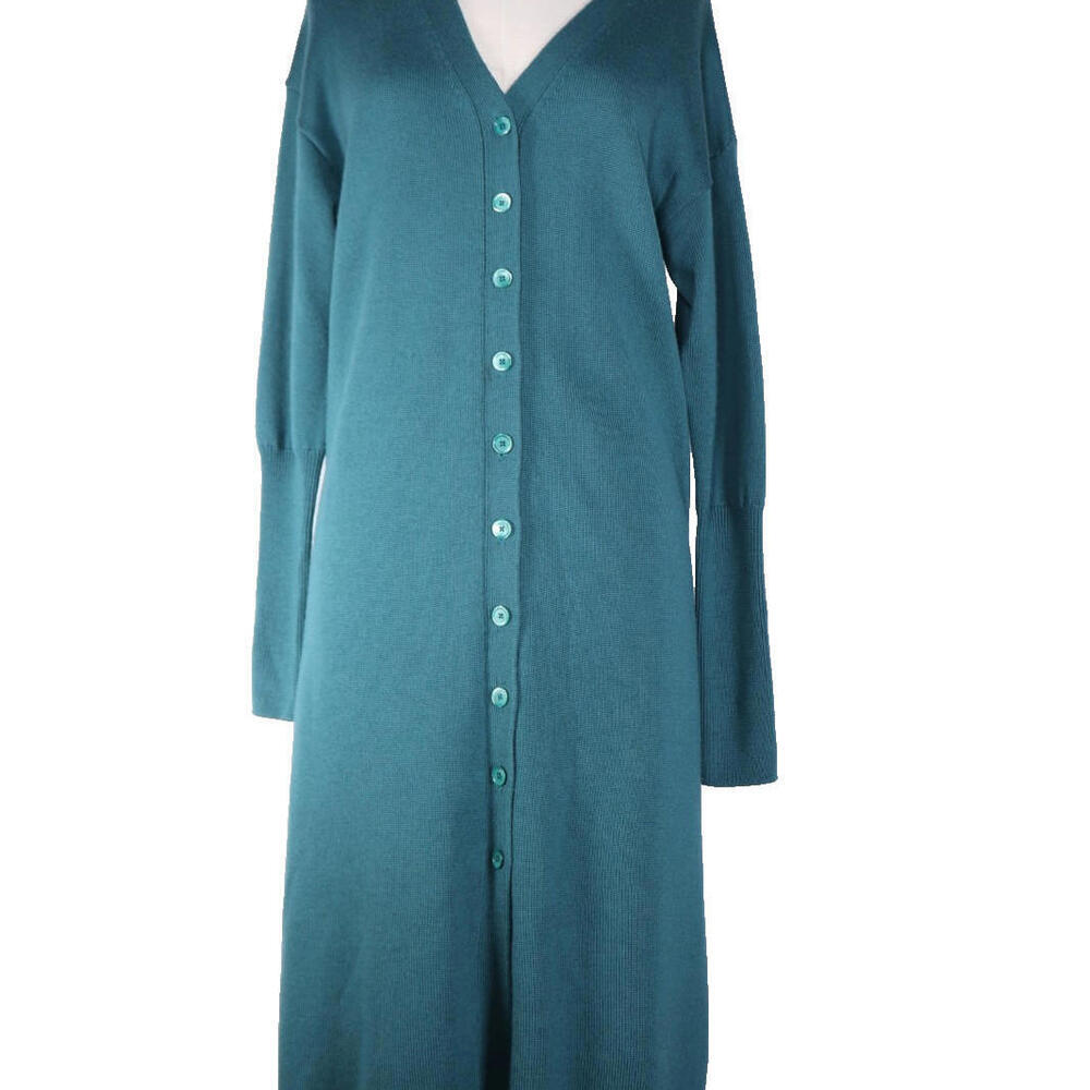 Wilfred Women’s X Small Teal Sweater Dress Long Sleeve Line Cardigan Marino Wool - Picture 7 of 12